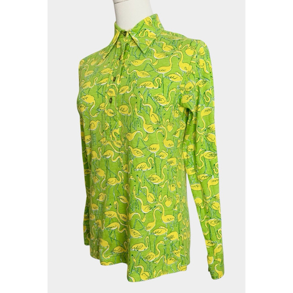 Vintage The Lilly Pulitzer Flamingo Top 60s Suzie Zuzek Shirt Blouse Key West - Picture 4 of 10